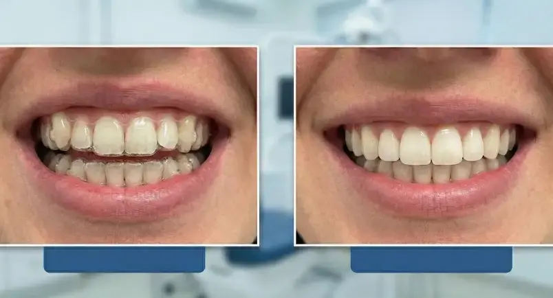 Before-and-after comparison of the treatment.