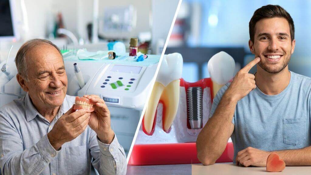 Comparison of dentures and dental implants for tooth replacement at Cheer Denta